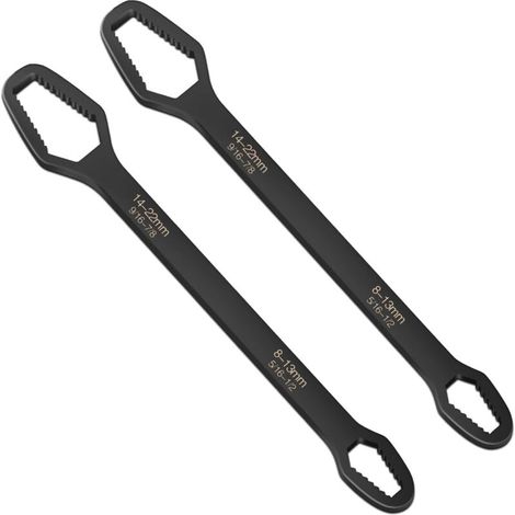 Chiave universale nera a 2 pezzi, chiave Torx universale da 8-22 mm, strumento tutto in uno autoserrante regolabile a doppia faccia (1/4)