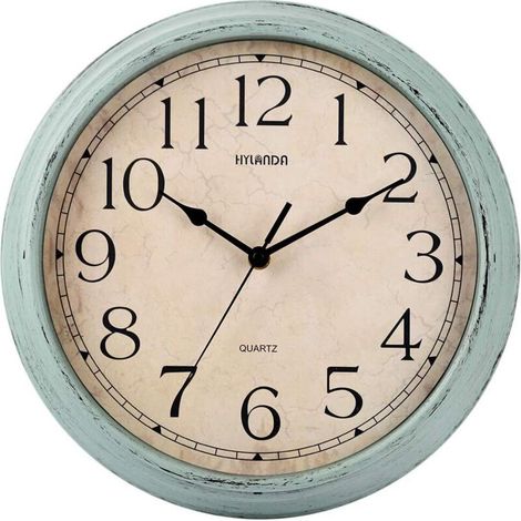 Wanduhr, 30 cm (12 Zoll) Vintage-Retro-Wanduhr, geräuschlos, batteriebetrieben, kein Ticken, gut lesbar, dekorativ für Küche, Wohnzimmer, Homeoffice, Schule (Aqua) (1/5)