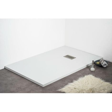 Receveur de douche 80 x 140 cm extra plat blanc PIATTO en SoliCast® – Surface ardoisée