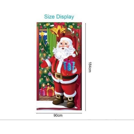 Couverture de Porte de Père Noël Décorations Extérieures de Noël Couverture de Porte en Tissu à Suspendre Décoration de Fête Nouvel (1/4)