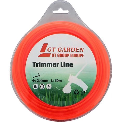 Gt Garden – Fil de coupe nylon 2.4mm pour débroussailleuse – Longueur 60 mètres – Coupe nette pour terrains accidentés