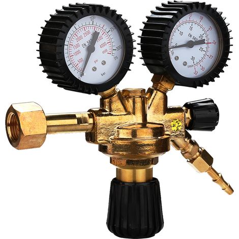 Swanew – Détendeur régulateur de pression Argon/CO2 – Pression max 315 bar – Débit 0-30 litres/min – Raccord W 21,8 x 1/14' – Manomètre gaz (1/4)