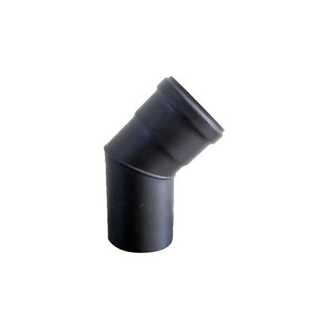 Gomito curva per stufe pellet in acciaio Fe nero 45o 8 cm 80 mm sp. 1,2 mm per uso interno (1/2)