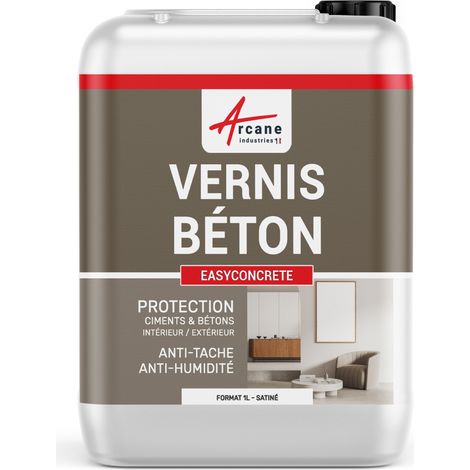 Arcane Industries – Vernis béton extérieur 1 L – Finition satinée – Protection polyuréthane contre humidité et UV – Application facile sur supports minéraux