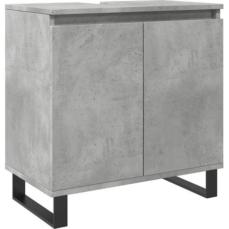 Armoire de salle de bain avec grand rangement industrielle 58 x 33 x 60 cm en bois d'ingénierie gris béton (1/5)