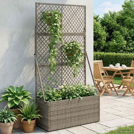 vidaXL Vaso da Giardino con Trellis Grigio 70 x 30 x 135 cm