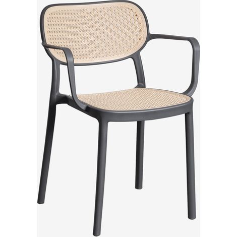 SKLUM 2er-Pack stapelbare Gartenstühle mit Armlehnen aus Polypropylen Omara Grau Graphit                                  