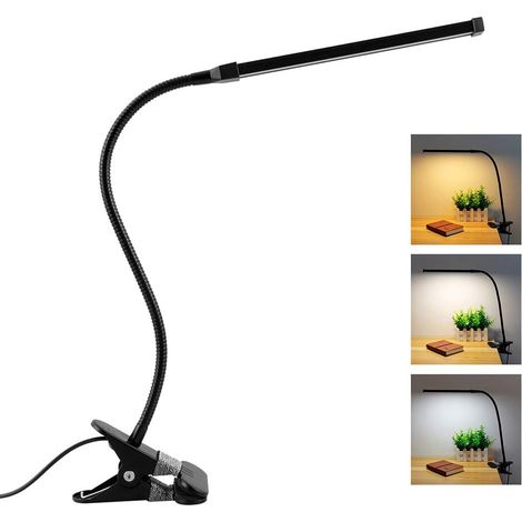 USB Lampe de Bureau Noire avec Pince, Lampe de Lecture à Clipser,  Flexible LED Lampe col de Cygne, Clip Lampe Manucure de Table Travail, Lampe de Dessin Gaming [Classe énergétique A+]