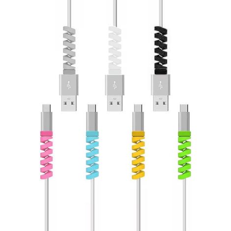 Lot de 21 économiseurs de câble de Chargeur de Type C, Protecteur Micro USB en Silicone Flexible, Protecteur de câble de Souris, Convient à Tous Les téléphones Portables (7 Couleurs) (1/5)