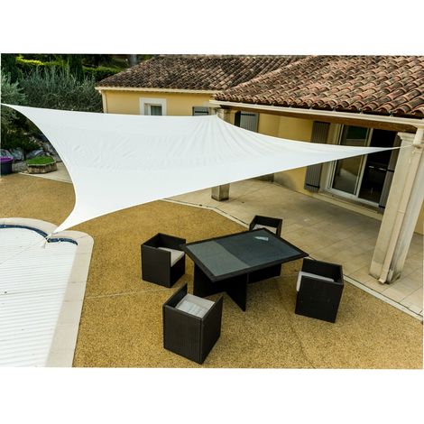 Voile d'ombrage crème carré en polyester 3,6 x 3.6