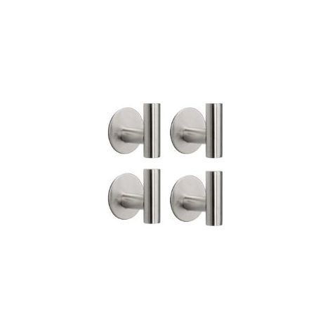 TAISHENGDA Set mit 4 Edelstahl-Wandhaken – Silberne runde Basis, kein Bohren erforderlich, doppelseitiges Klebeband (1/5)