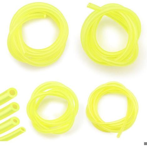 Un set di 4 tubi per carburante, ciascuno lungo 1 metro, in 4 misure (3x6 mm, 3x5 mm, 2,5x5 mm, 2x3,5 mm), adatti per soffiatori, decespugliatori e motoseghe. (1/3)