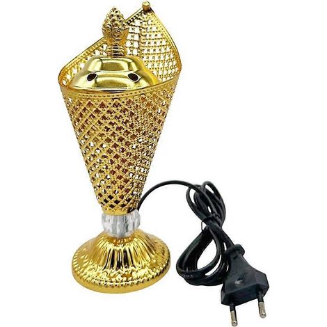 Brûleur de Bakhoor électrique Mabkhara à brancher en métal, chauffe-copeaux de oud pour la maison, le bureau, le yoga, le spa, l'aromathérapie et la décoration (prise UE). (1/5)