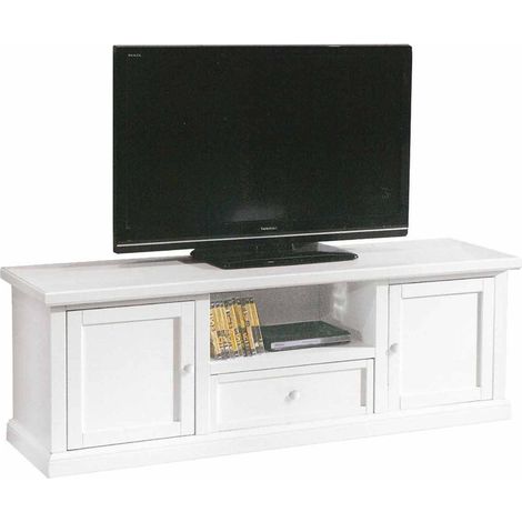 Porta TV Basso Classico 2 Ante 1 Cassetto Vano Giorno Bianco