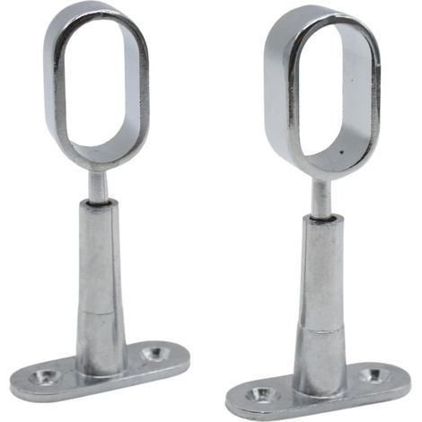 Barcelona Support Tringle Penderie 2 Support pour Barre Penderie Ovale Hauteur 41 à 105mm Zinc-Aluminium Support Central de Tube pour Armoire Penderie Vetement, Tringle Rideau Plafon (1/4)