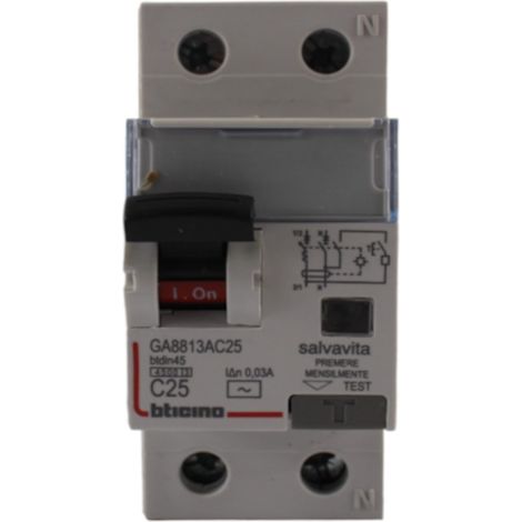 Ga8813Ac25 Interruttore Magnetotermico Differenziale Salvavita 1P+N Tipo a 25A