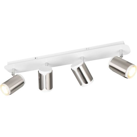 Barra 4 luci, metallo, bianco e nichel opaco, L 60 cm, Gillan (1/5)