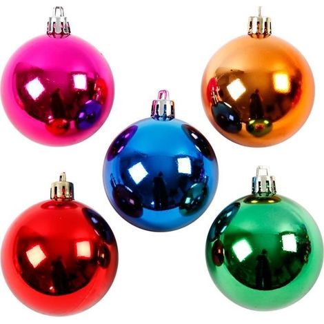 Boules de Noël - Plastique - Noir - Rond (1/2)