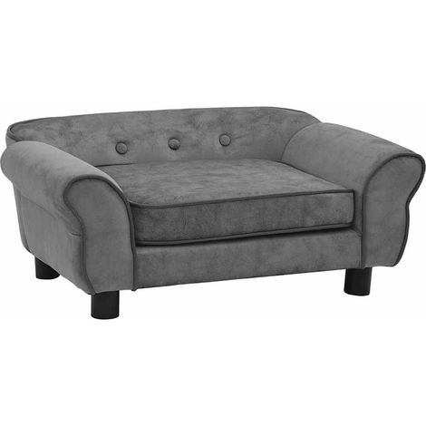 vidaXL Canapé pour chien Gris foncé 72x45x30 cm Peluche