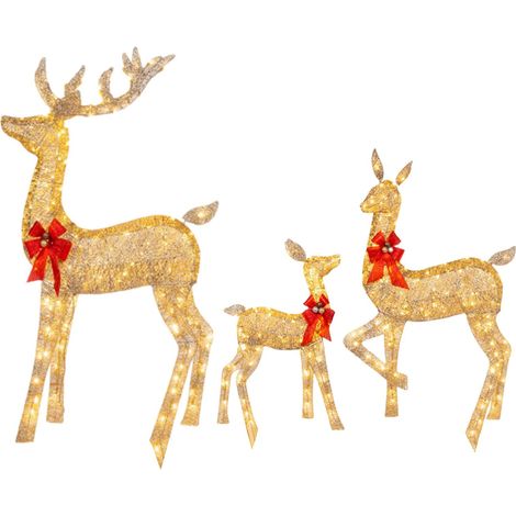 Ensemble de 3 décorations de Noël : une famille de rennes lumineuse. (1/5)