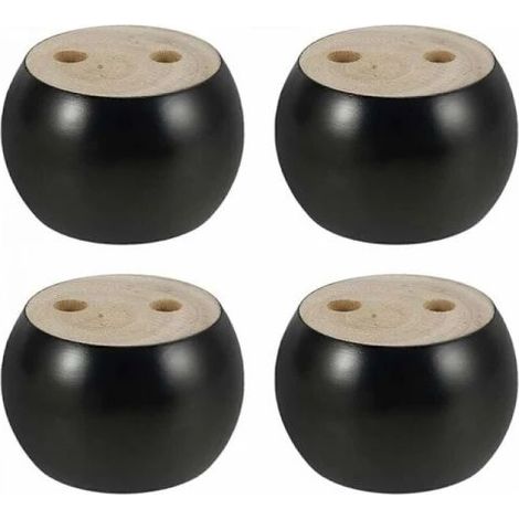 NA/Set mit 4 runden Holzmöbelfüßen, 5 cm hoch, für Sofa, Bett, Sessel, Schrank, mit Schrauben und Gleitern (schwarz) (1/5)