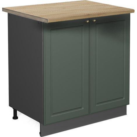 Küchenunterschrank Fame-Line, Grün-Gold Landhaus/Anthrazit, 80 cm Arbeitsplatte Goldkraft Eiche, Vicco (1/5)