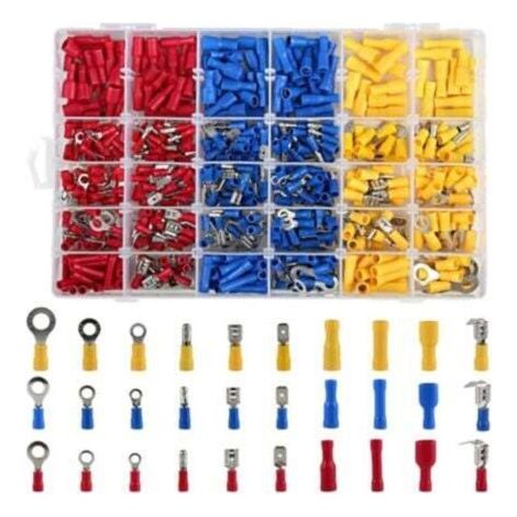 [Ensemble de Cosses Électriques] 480 Pièces Cosses à Sertir Rondes Plates Oeillet Cylindriques Multi-colors Cuivre Étamé PVC Haute Qualité Pour Voiture Bateau Motos Électricité Domestique Commerciale  (1/4)