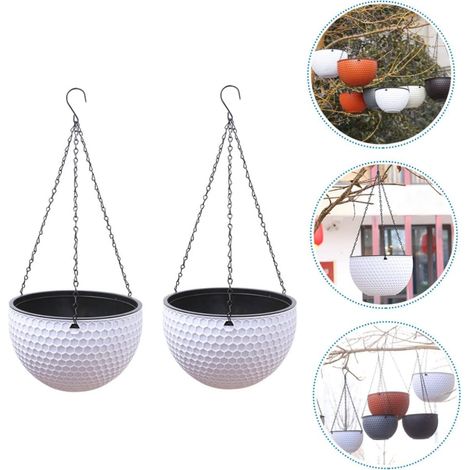 2 Pièces Pot De Fleur Arrosage Automatique Contenants De Plantes Suspendus Panier De Fleurs Suspendu Pot De Scindapsus Aureus Blanche Plastique Plante en Pot Vasque Suspendue