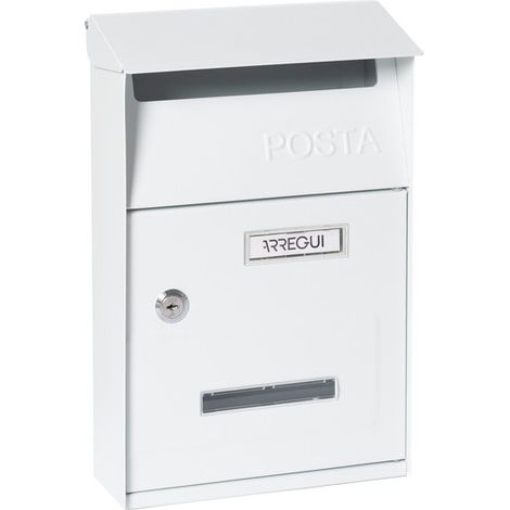 ARREGUI Up D-2006/W Briefkasten aus Verzinktem Stahl, Größe S (DIN A5 Post), Wandbriefkasten für den Außenbereich, mit Namensschild und Sichtfenster, Postkasten für Draußen, Einfache Montage, Weiß