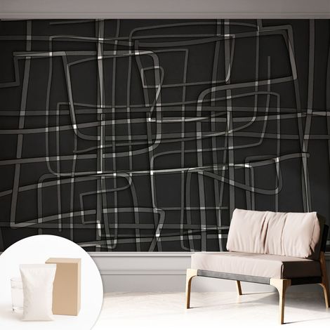 Fototapete - Tapete Vliestapete mit Kleber - Wandtapete Moderne Wandbild Schlafzimmer Wohnzimmer Abstrakte Linien 312x219 cm (1/5)