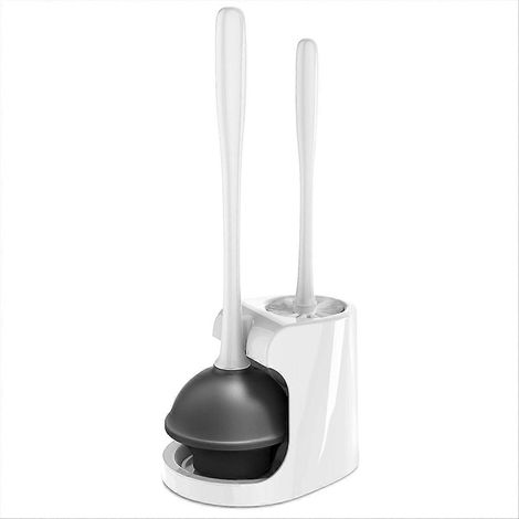 Ensemble ventouse et brosse pour cuvette de toilettes, blanc, 1 pièce (1/5)