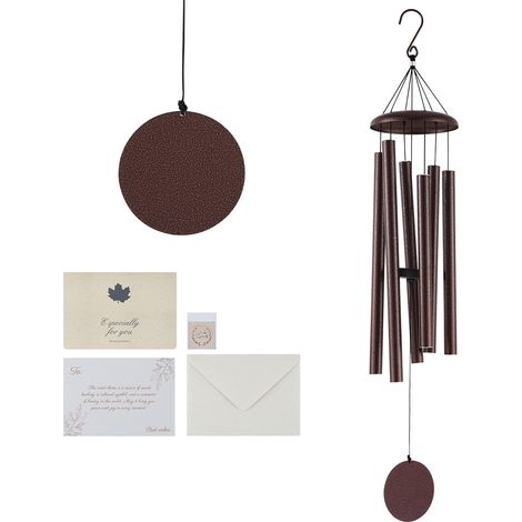 Mophorn Campanelli eolici per esterni, 1143 mm. 6 tubi tono profondo. Grande memoriale unico per anniversario. Decorazione esterna per patio, veranda, giardino, cortile. Bronzo