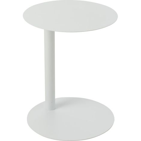 Bout de canapé ronde blanche en métal design moderne épuré - Blanc mat contemporain (1/5)