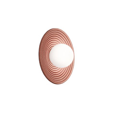Applique En Métal Et Ciment Terre Cuite - Lampe Murale Avec Diffuseur En Verre Soufflé - Collection 10S48416 E - Diamètre 28,5 Cm - Parenz (1/3)