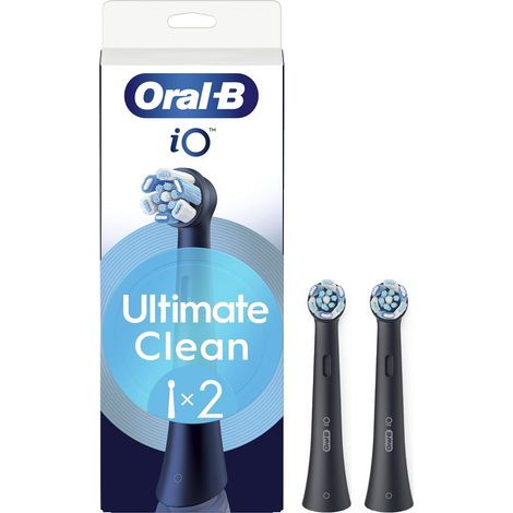 Oral-B Ultimate Clean Ersatzbürsten, 2er-Pack, Schwarz – iOS-Ersatzbürsten für elektrische Zahnbürsten für Erwachsene, runder Bürstenkopf für gründliches Putzen (1/5)