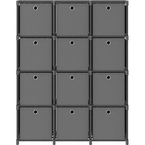 Maison Exclusive - Mensola con 12 Scatole a Cubo Grigia 103x30x141 cm in Tessuto