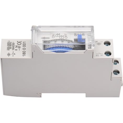 Minuterie programmable 24h mécanique 220-240V, intervalle 15 min, 96 cycles marche/arrêt, relais à rail DIN pour installation électrique (1/3)