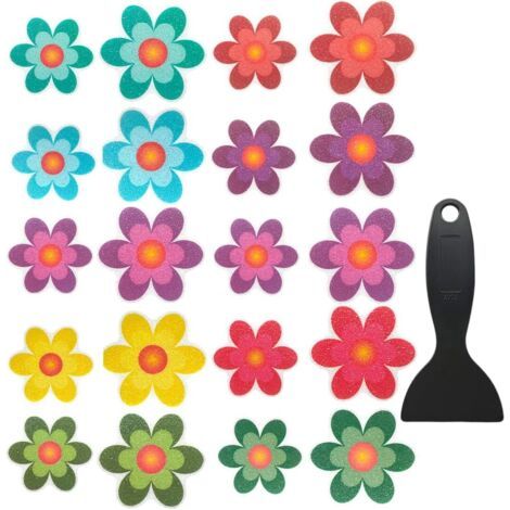 BUNTHAUS 20 Stück rutschfeste Aufkleber für Badewanne, Duschboden mit Premium-Schaber in Blumenform (1/5)