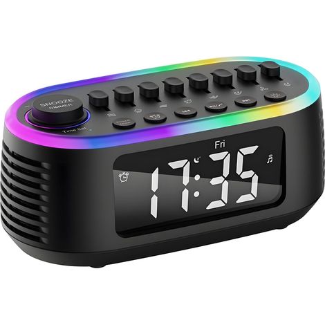 Altoparlante Bluetooth con rumore bianco, sveglia digitale, timer di spegnimento con display LED RGB, luce notturna rilassante, macchina per suoni naturali per neonati, bambini, adulti, camera da lett