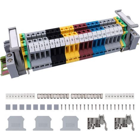 10 Bornier Rail DIN, Kit Connexion PC Ignifuge, Barre Terre Acier, Pour Tableau Électrique Industriel (1/5)