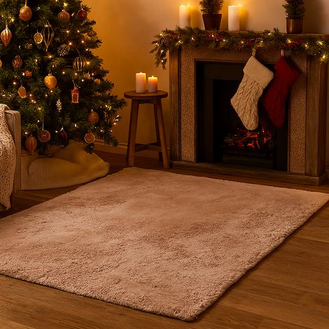 Tappeto soffice con pelo effetto realistico 150 x 100 cm -Beige (1/5)