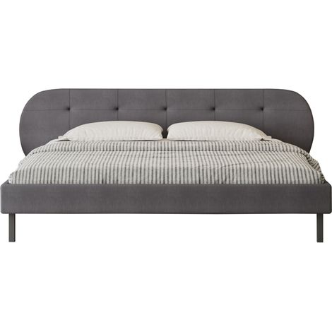 Polsterbett 140x190cm grau mit Kopfteil und Boxspringbett TULSA