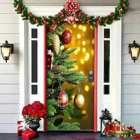 Décorations extérieures inspirées de L'Étrange Noël de Monsieur Jack : accessoires, décoration de porte, Père Noël, lutins, bannière, tenture pour la porte de la maison. (1/5)