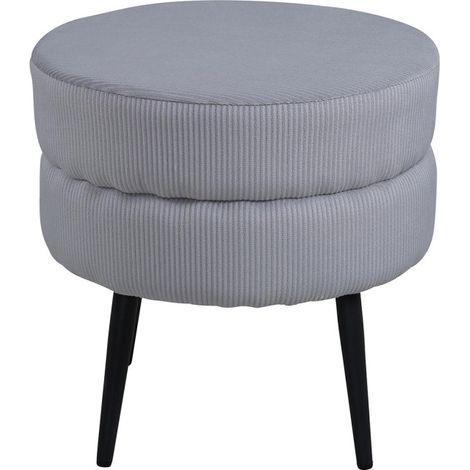 Pouf Design en Velours Côtelé "Pot" 40cm Gris (1/5)