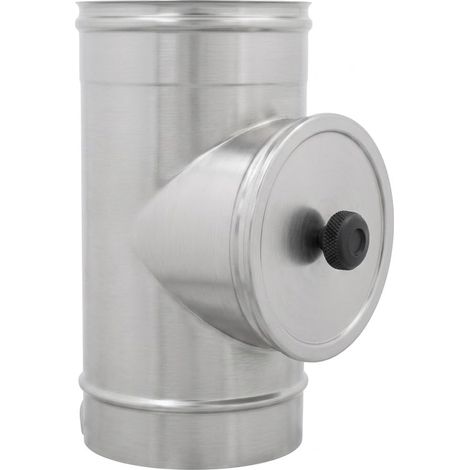 MAKA Modulo d'Ispezione per Canna Fumaria in Acciaio Inox, Elemento con Sportello per Pulizia e Controllo, Monoparete AISI 304 Ø 220 mm (1/5)