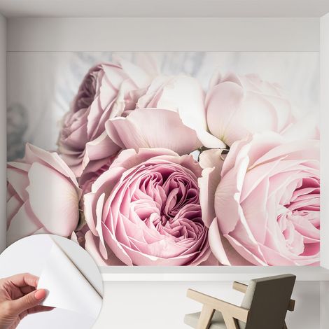 Carta da parati autoadesiva moderna - fotomurale - lavabile - ufficio - design moderno - Rose rosa 152x104 cm (1/5)