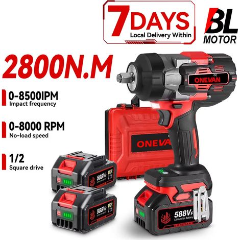 Clé à Chocs Électrique Sans Balais 2800N·m 8000 tr/min Outil Sans Fil Haute Puissance pour Réparation Automobile et Atelier Compatible Makita avec 2 Batteries (1/5)