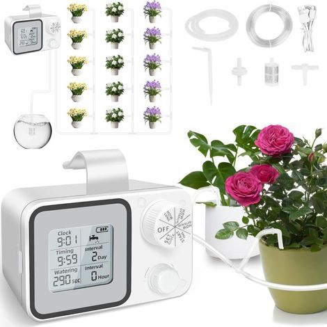 Système Arrosage Automatique LED USB, Kit Irrigation Goutte à Goutte Programmable pour Plantes Intérieures (1/4)