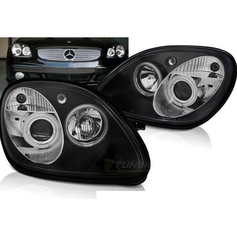 Paire de feux phares Mercedes SLK R170 96-04 angel eyes noir-27361552 (1/3)