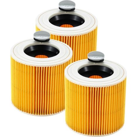 Filtre à Cartouche, 3x Filtre Aspirateur Pour Karcher, Aspirateur Pour Kärcher WD3 Premium, WD2, Filtre WD3, MV3, MV2 SE4001 SE4002, Filtre De Rechange Pour Aspirateur Kärcher 6.414-552.0/64145520 (1/5)